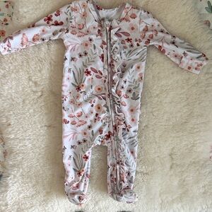 Caden Lane Pink and Red Floral Baby Onesie